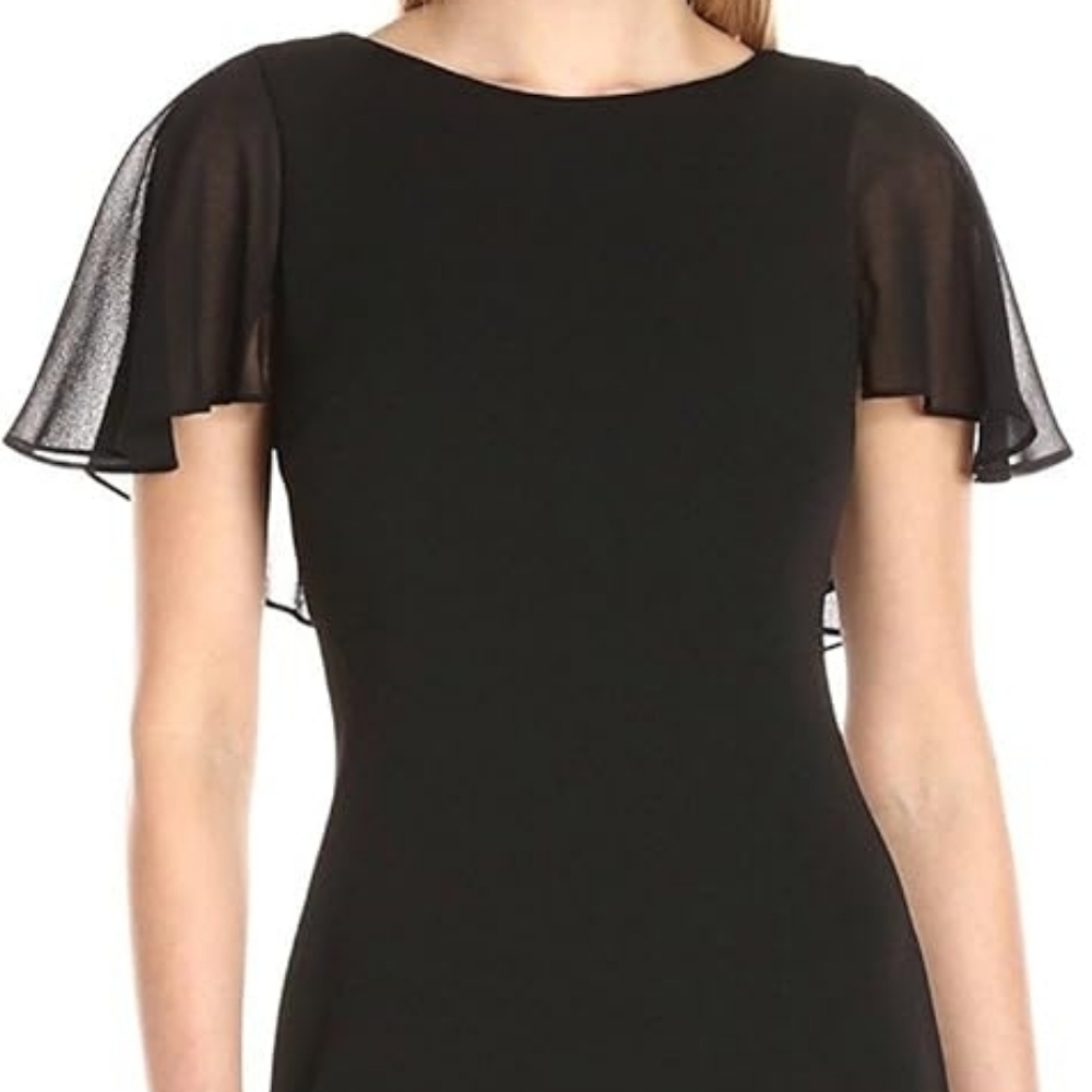 Calvin Klein Black Dress with Sheer Sleeves